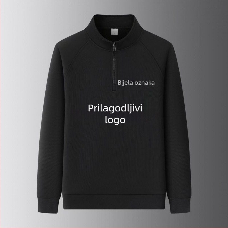 Muški kardigan-dukserica sa stojećim ovratnikom, zatvaračem, vezom, životinjskim uzorkom i džepovima