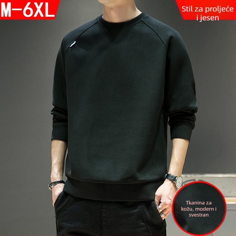 Muški fleksi džemper-sweatshirt, dugi rukav, okrugli izrez, slobodan kroj, poliester, korejski stil