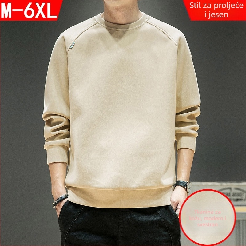 Muški fleksi džemper-sweatshirt, dugi rukav, okrugli izrez, slobodan kroj, poliester, korejski stil