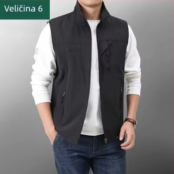 Muška windproof outdoor vesta s višestrukim džepovima, lagani poliester, bočni džepovi, ravni rub, sportski stil