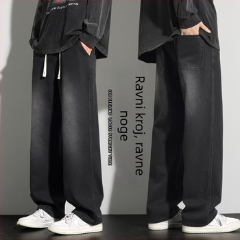 Muške traperice – ravni kroj, opušteni široki kroj, srednji pojas, tkanina modal-pamuk, mikroelastičnost