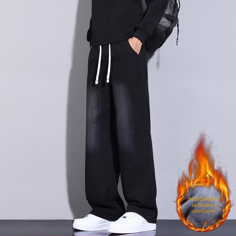 Muške traperice – ravni kroj, opušteni široki kroj, srednji pojas, tkanina modal-pamuk, mikroelastičnost