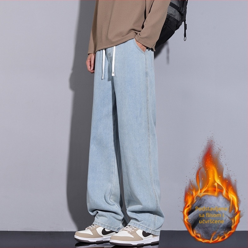 Muške traperice – ravni kroj, opušteni široki kroj, srednji pojas, tkanina modal-pamuk, mikroelastičnost