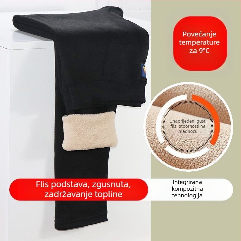 Muške termalne hlače s flisom - dvostruki sloj, ekstra debeli 501–600 g/m2, otporne na vjetar, prozračne, od akrilnih vlakana