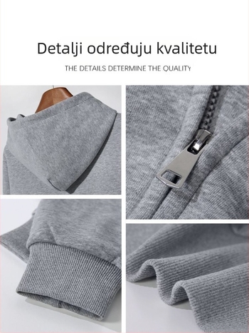 Ženska kratka hoodie jakna u tamnoplavoj boji, uskog kroja, sportski kardigan