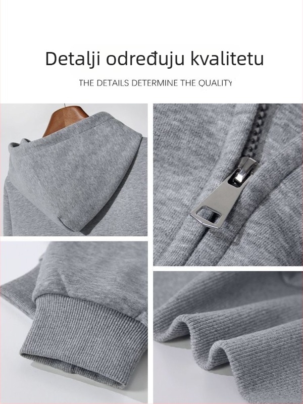 Ženska kratka hoodie jakna u tamnoplavoj boji, uskog kroja, sportski kardigan