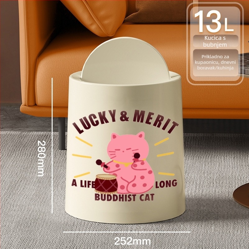 Kanta za smeće s poklopcem i kotačićima, plastična, kapacitet 10 L, kućna upotreba