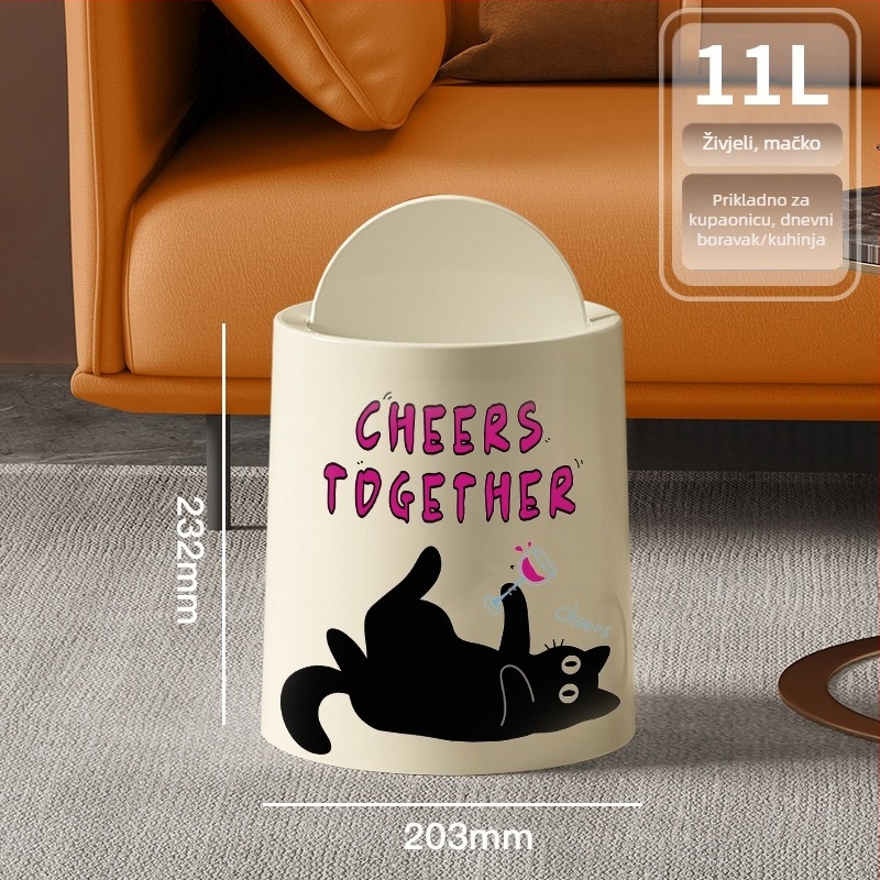 Kanta za smeće s poklopcem i kotačićima, plastična, kapacitet 10 L, kućna upotreba