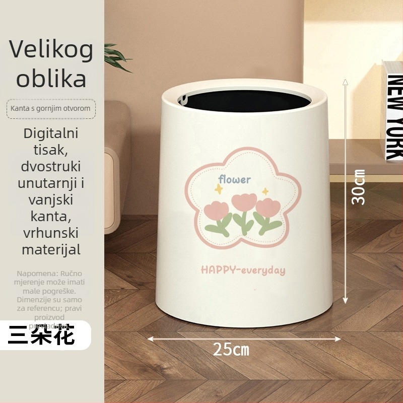 Kanta za smeće s poklopcem i kotačićima, plastična, kapacitet 10 L, kućna upotreba