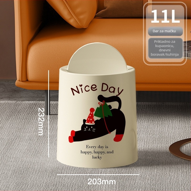 Kanta za smeće s poklopcem i kotačićima, plastična, kapacitet 10 L, kućna upotreba