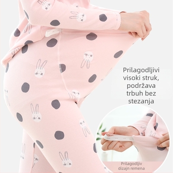Trudničke hlače od pamuka s potporom za trbuh, slobodan kroj, 100% pamuk, srednja debljina