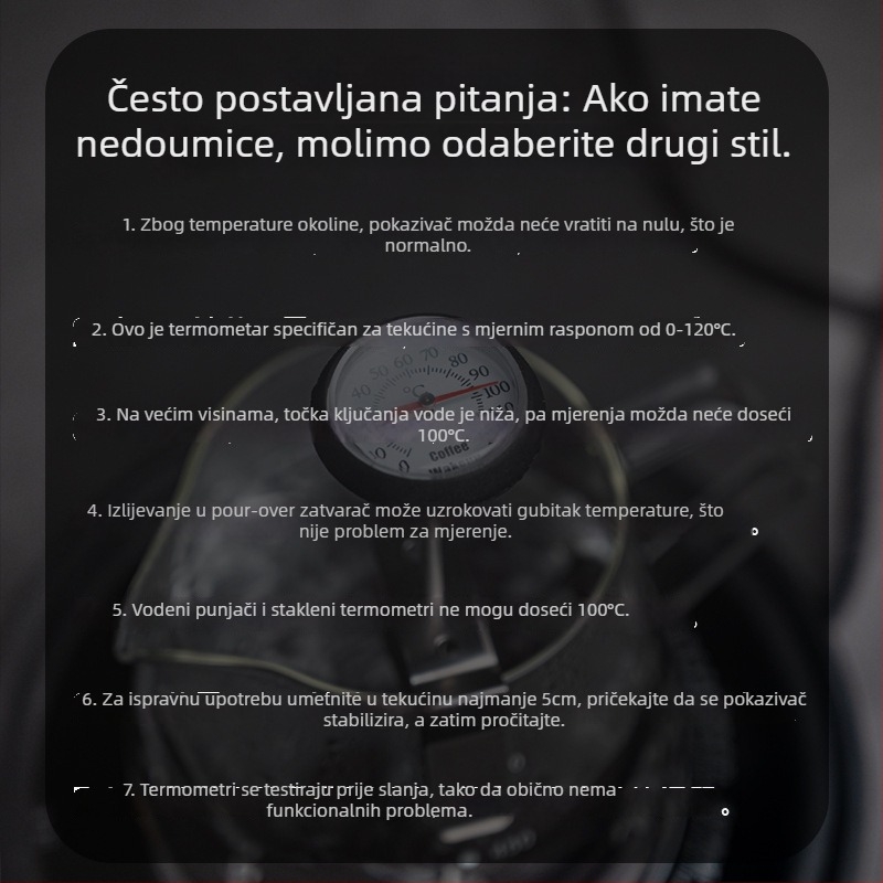 Klip-on termometar za kavu za pour-over – plastično kućište, sonda, moderan stil