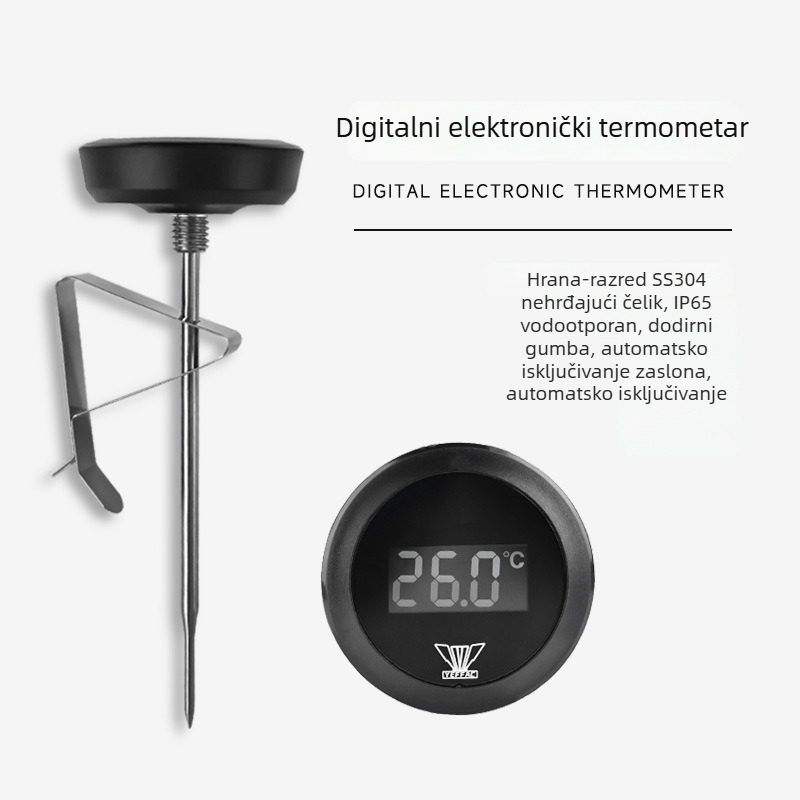 Klip-on termometar za kavu za pour-over – plastično kućište, sonda, moderan stil