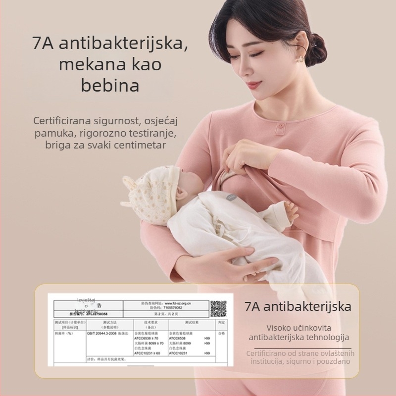 Topli set trudničkog donjeg rublja s mogućnošću dojenja, debeli postporođajni noćni komad za jesen i zimu