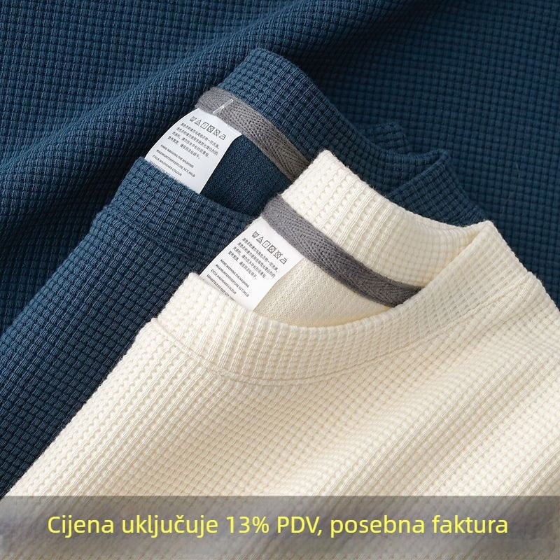 Muška T-majica s wafl teksturom, okrugli izrez, kratka rukava, široki kroj, 96% poliester smjesa, ljeto 2025