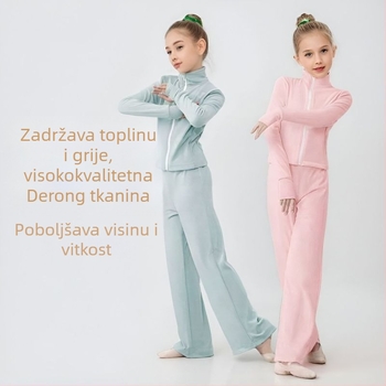 Dječji plesni komplet za jesen/zimu, termički, top s dugim rukavima i dugim hlačama za vježbanje