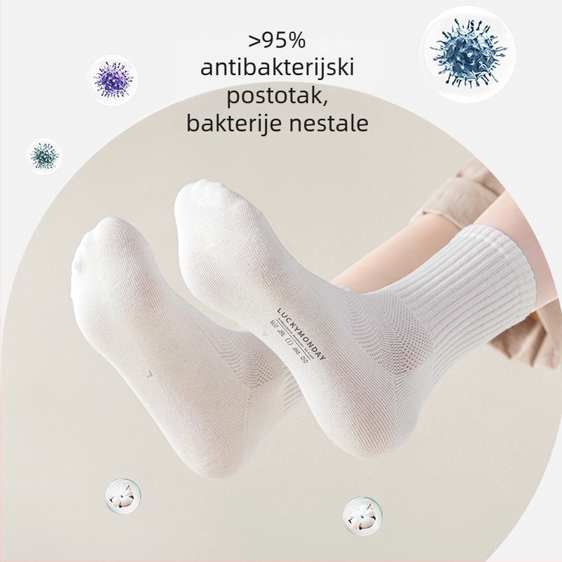Dječje antibakterijske čarape srednje duljine, unisex, prozračne, 78% pamuk, za proljeće i jesen