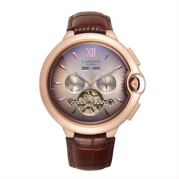 Caseno Automatski Tourbillon Mehanički Sat S Vječnim Kalendarom, Kožni Remen
