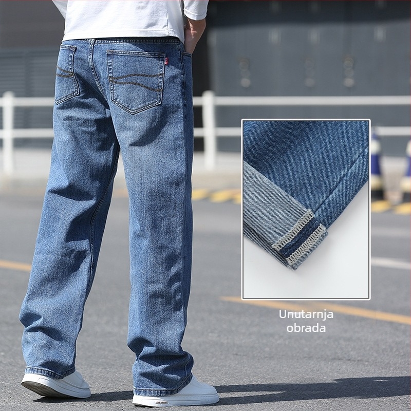 Muške traperice – proljeće-jesen, ravna široka krojena, visok struk, široke nogavice, pamuk denim, pet džepova