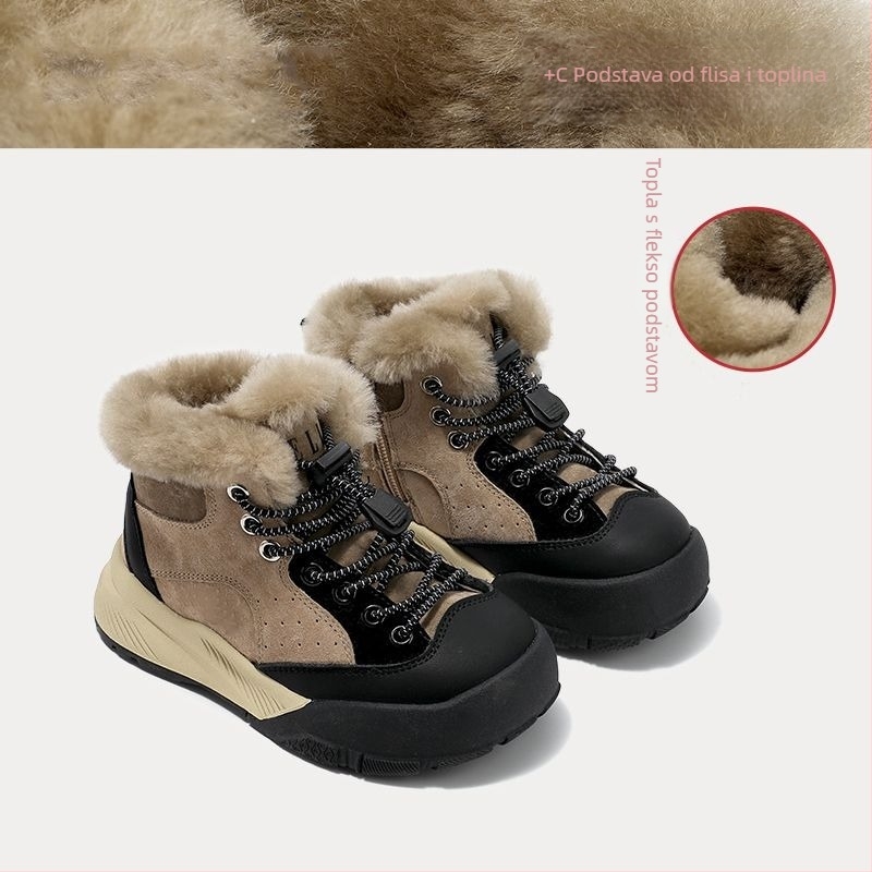 Dječje gležnjače za zimu, umjetna koža, izolacija od pamuka, za djecu 1-3 godine, White Crane