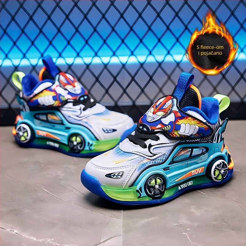 Svijetleće dječje sportske tenisice, gornji dio od sintetičke kože, EVA potplat, debela konstrukcija, zatvaranje okretanjem gumba