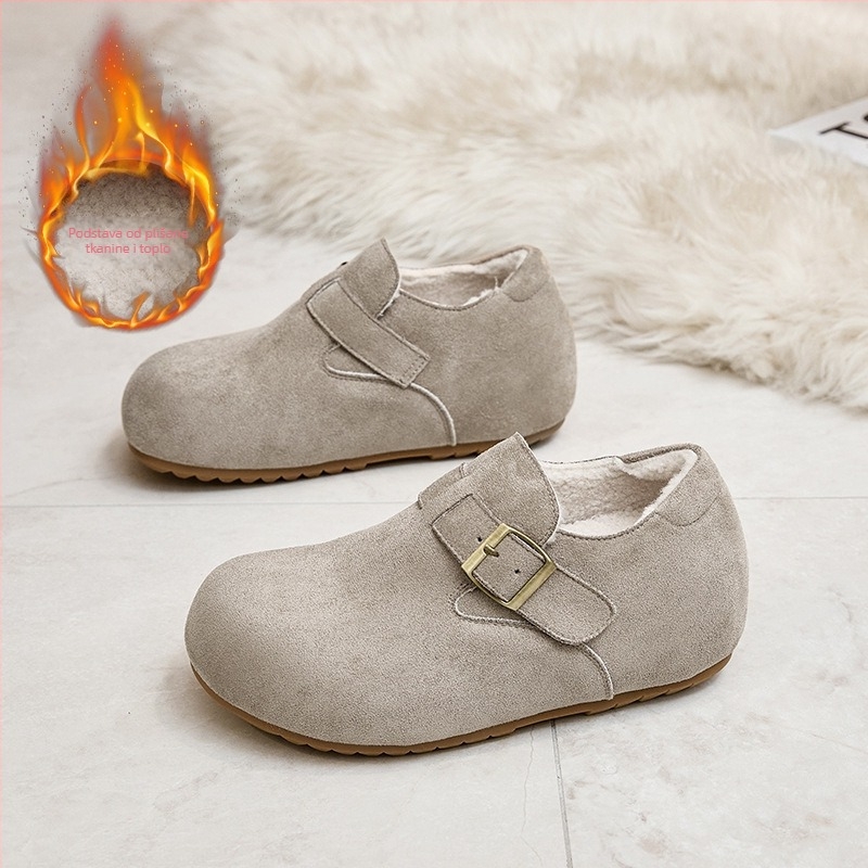 Birkenstock-stil mokasine s debelim platformom, gornji materijal od prave ovčje kože, unutrašnji dio od vune i kašmira, okrugli nos, peta 6–8 cm, potplat od prirodne gume