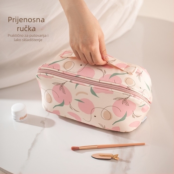 Kozmetička torbica s podjelom pretinaca — vodootporna, ultralagana, prenosna, velika kapaciteta (materijal: poliester; podstava: poliester; uzorak: otisak)
