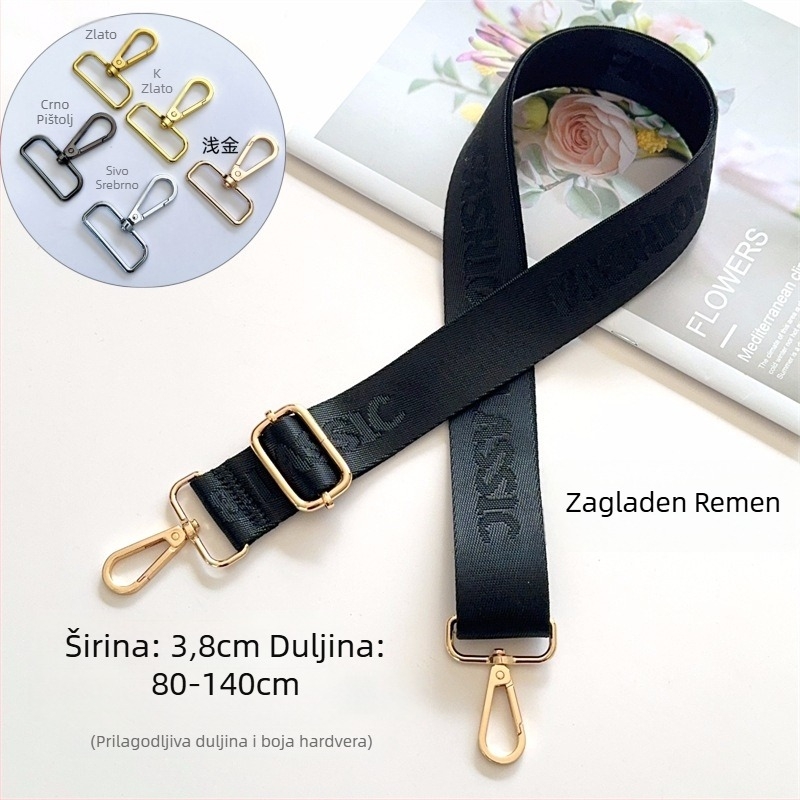 Remen za torbu, jacquard uzorak s slovima, platno