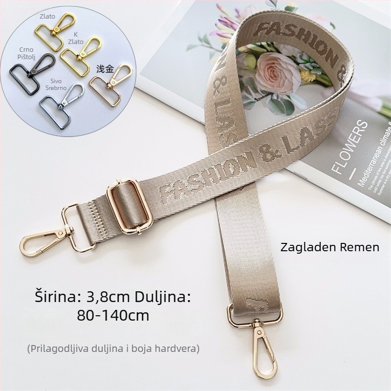 Remen za torbu, jacquard uzorak s slovima, platno