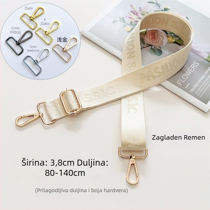 Remen za torbu, jacquard uzorak s slovima, platno