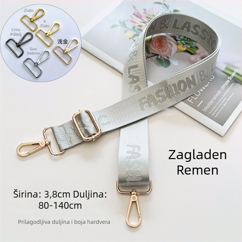 Remen za torbu, jacquard uzorak s slovima, platno