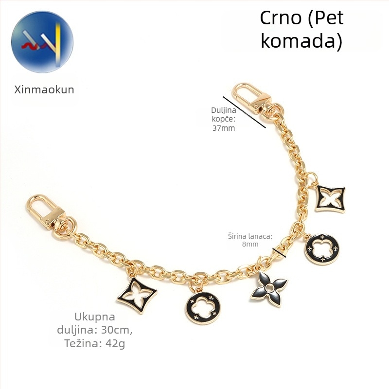 Remen za torbu/rameni remen s ukrasom od četiri lista, produženi dekorativni lanac za crossbody, cinkova zlitina, proširenje, gradski minimalistički stil, geometrijski uzorak