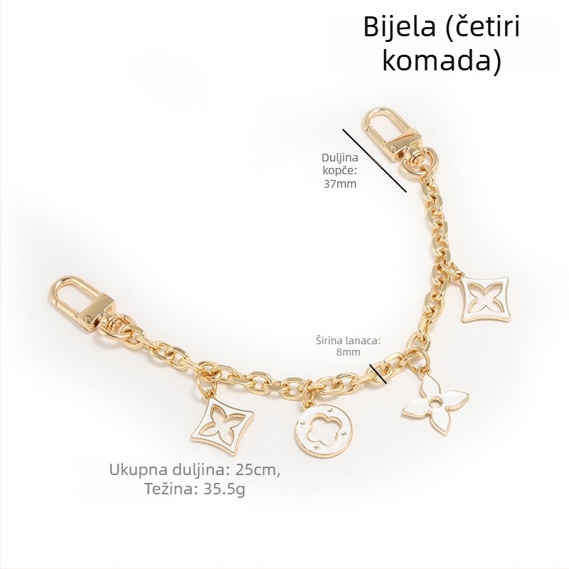 Remen za torbu/rameni remen s ukrasom od četiri lista, produženi dekorativni lanac za crossbody, cinkova zlitina, proširenje, gradski minimalistički stil, geometrijski uzorak