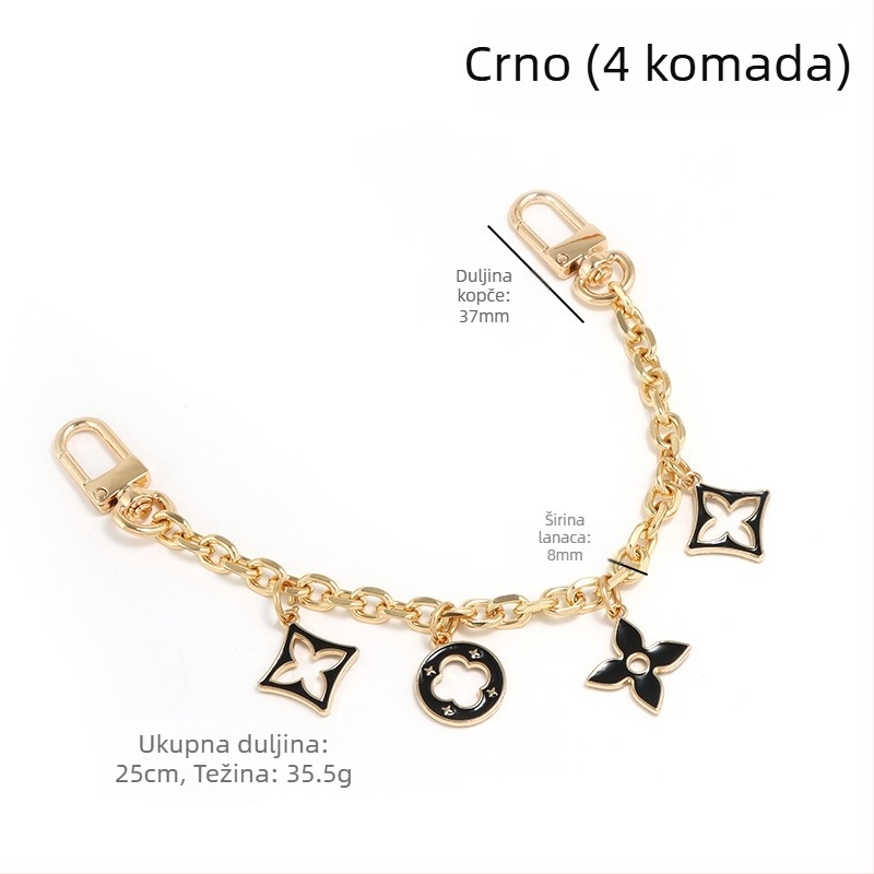 Remen za torbu/rameni remen s ukrasom od četiri lista, produženi dekorativni lanac za crossbody, cinkova zlitina, proširenje, gradski minimalistički stil, geometrijski uzorak