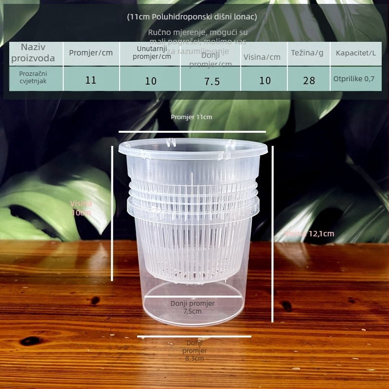 Lonac za orhideje s automatskim zalijevanjem i spremnikom vode, plastični, za podnu upotrebu