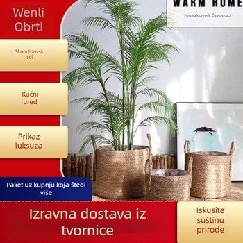 Saksija za cvijeće od loze, postavljena na pod, pastoralnog stila, otporna na koroziju, za kućno vrtlarenje