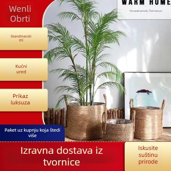 Saksija za cvijeće od loze, postavljena na pod, pastoralnog stila, otporna na koroziju, za kućno vrtlarenje