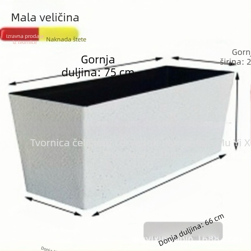 Vanjski pravokutni plastični cvjetnjak za balkon i dvorište, velik, s debelim dnom