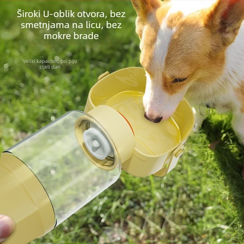 Prijenosna vodena boca za pse s ugrađenim čašom i dvostrukim odjelom za vodu i hranu (PP+PC; 50 kom./kutija; Oprema za prehranu kućnih ljubimaca)