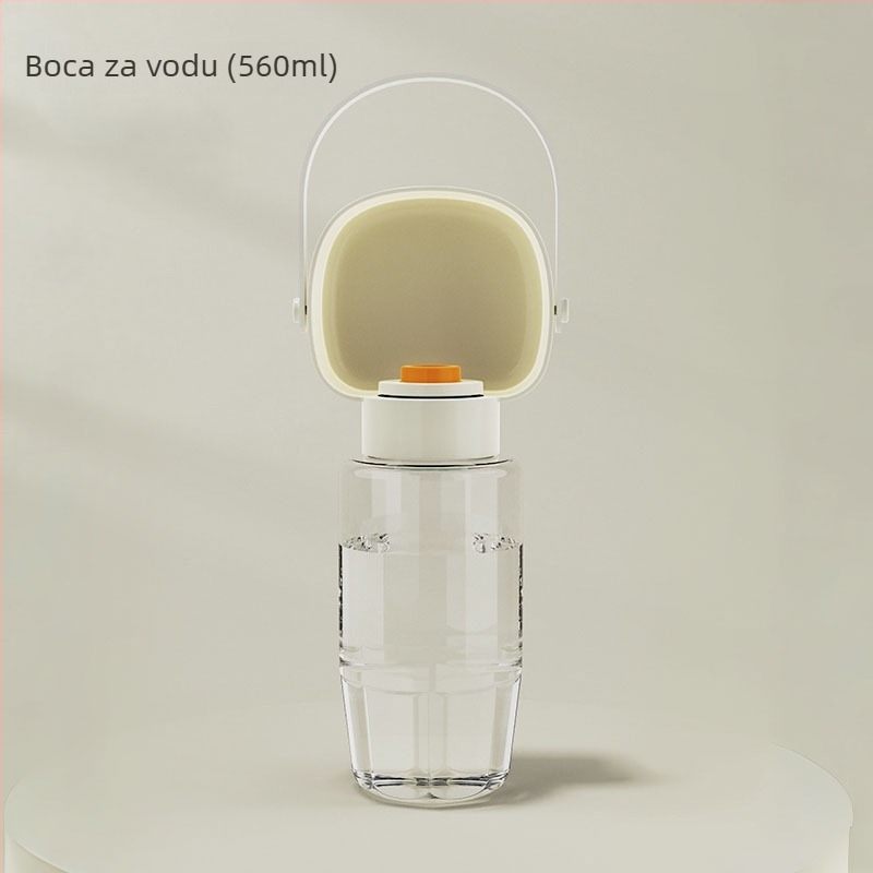 Prijenosna vodena boca za pse s ugrađenim čašom i dvostrukim odjelom za vodu i hranu (PP+PC; 50 kom./kutija; Oprema za prehranu kućnih ljubimaca)