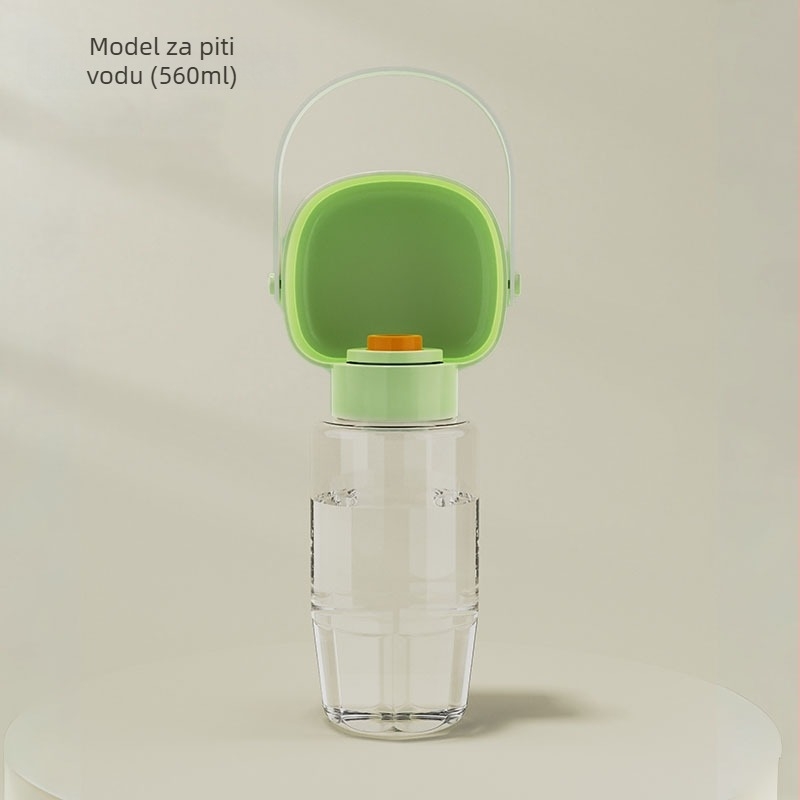 Prijenosna vodena boca za pse s ugrađenim čašom i dvostrukim odjelom za vodu i hranu (PP+PC; 50 kom./kutija; Oprema za prehranu kućnih ljubimaca)