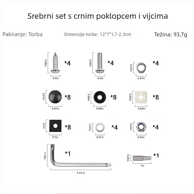 US-standard komplet vijaka za registarsku pločicu, Ruby Darth, nehrđajući čelik, protiv krađe, protiv korozije