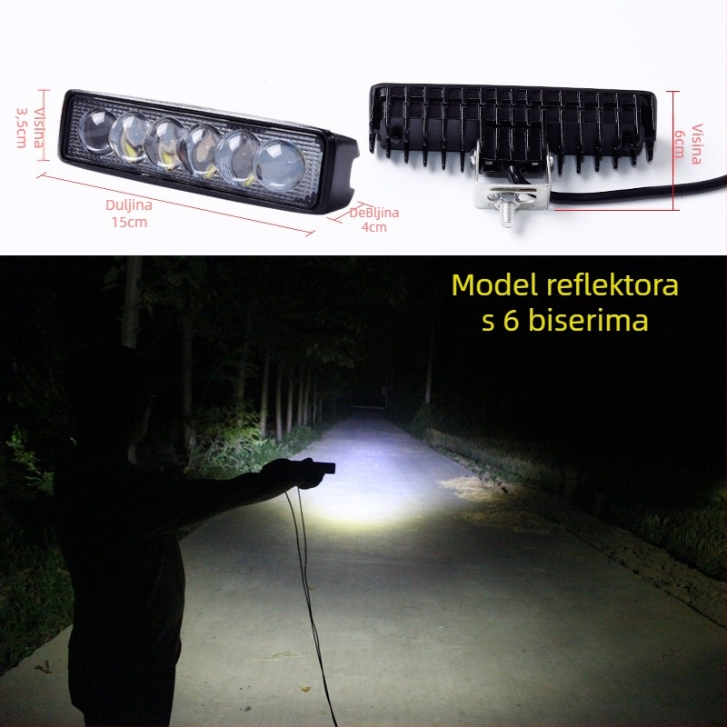 Kamionski LED spot svjetlo, duga reflektirajuća čaša lampa, 48W, kompatibilan s kamionima, nerazmontirano