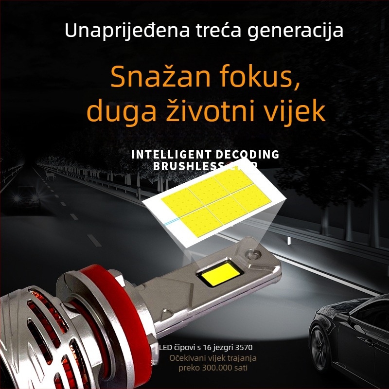 Automobilska LED prednja svjetla za H1/H3/H4/H7/H8/H9/H11/9005/9006/9012 - 65W, 12V, 5000-12000lm, IP68, 100000h