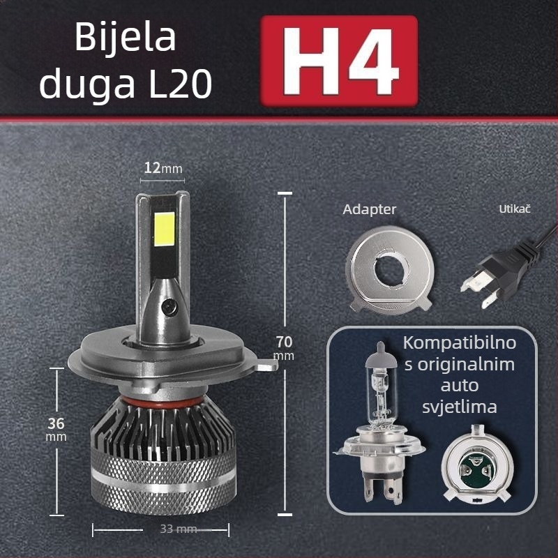 LED automobilska svjetla s laserom, ultraljepša, kompatibilna s H1/H4/H7/11/9005/12, visoki i niski snop
