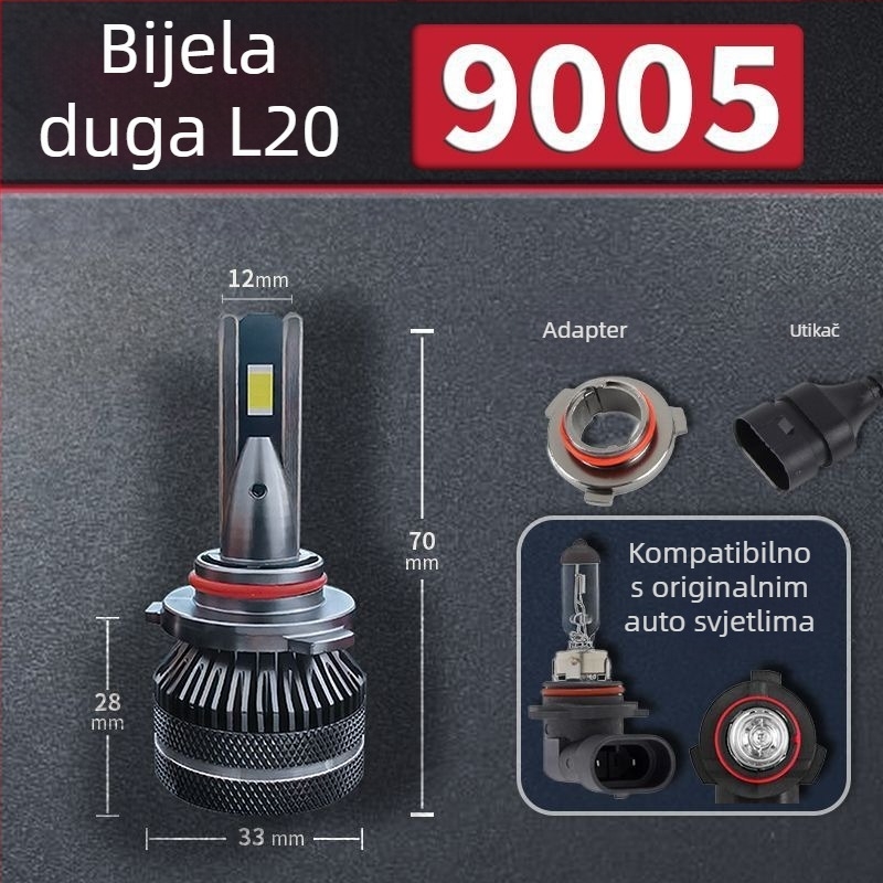 LED automobilska svjetla s laserom, ultraljepša, kompatibilna s H1/H4/H7/11/9005/12, visoki i niski snop