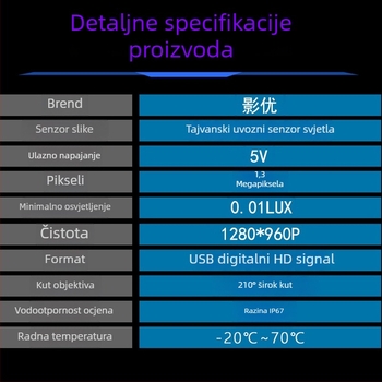 Kamera za mrtvi kut desnog auta – USB Android, 1080P, 360° podešavanje kuta, UVC protokol, model M1