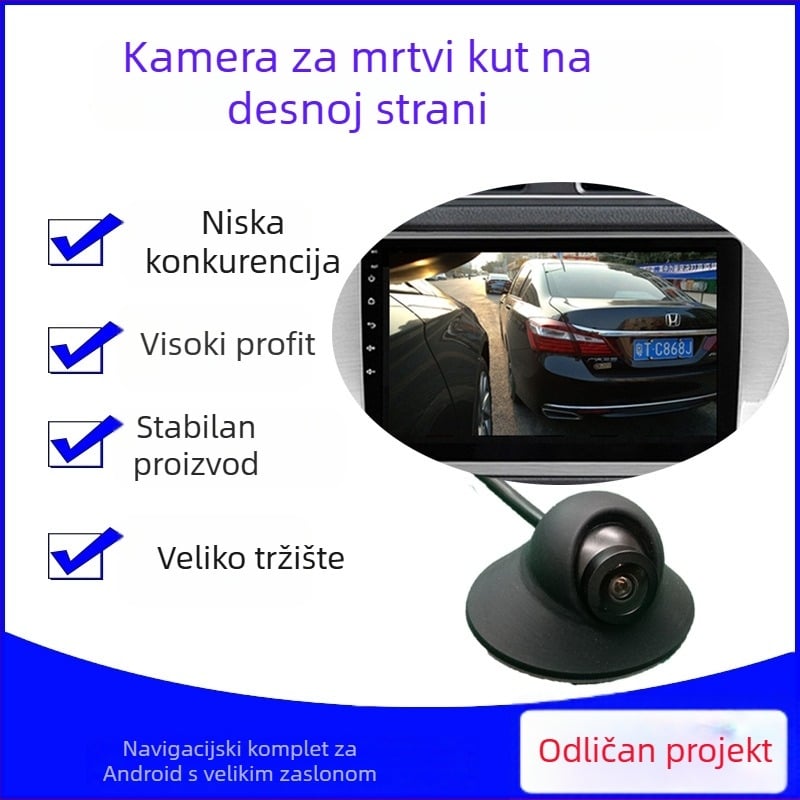 Kamera za mrtvi kut desnog auta – USB Android, 1080P, 360° podešavanje kuta, UVC protokol, model M1