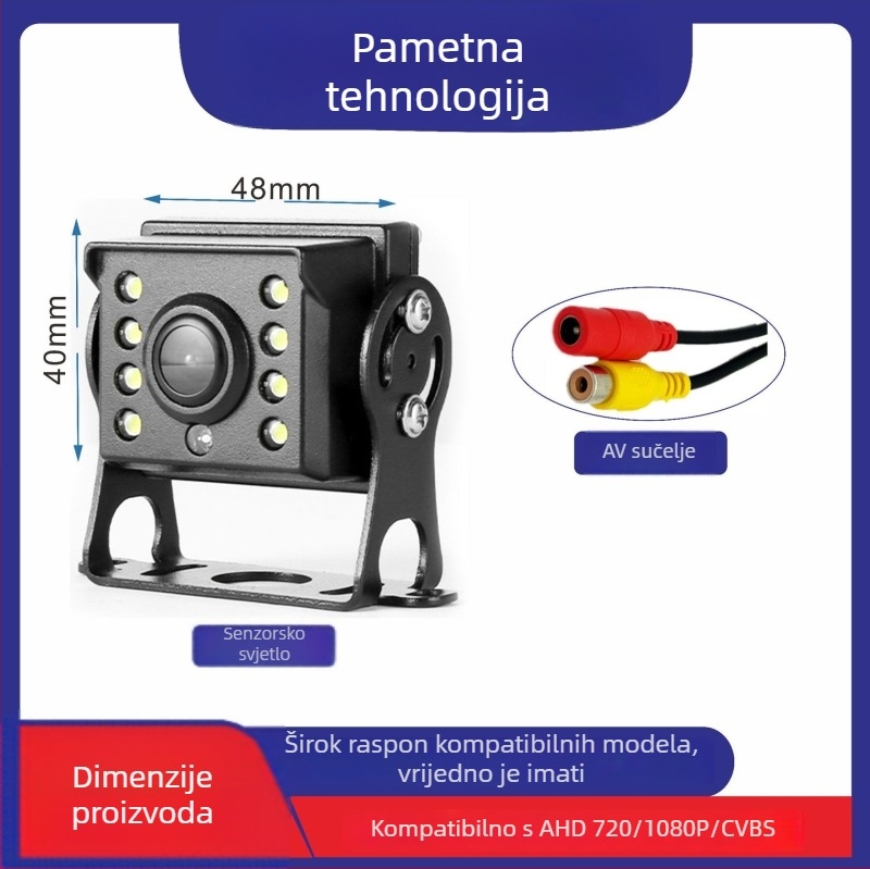 Kamera za vožnju unatrag, model Zl-01, 12–36V, 1080P/720P, AHD/CCD, vidno polje 90–120°