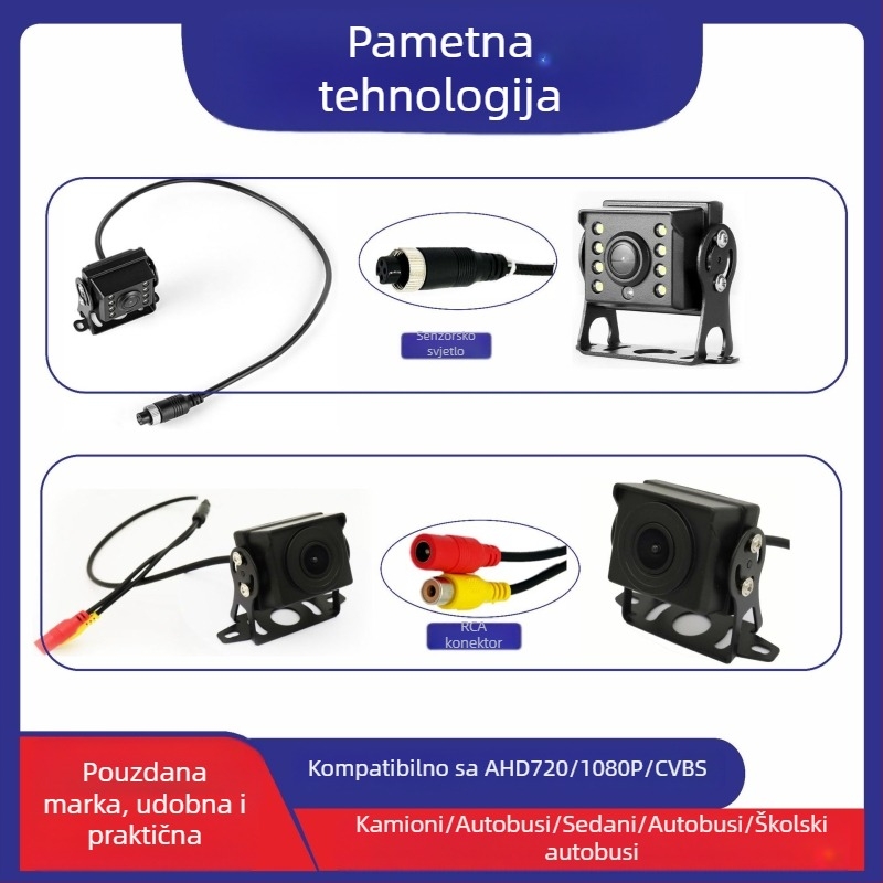 Kamera za vožnju unatrag, model Zl-01, 12–36V, 1080P/720P, AHD/CCD, vidno polje 90–120°